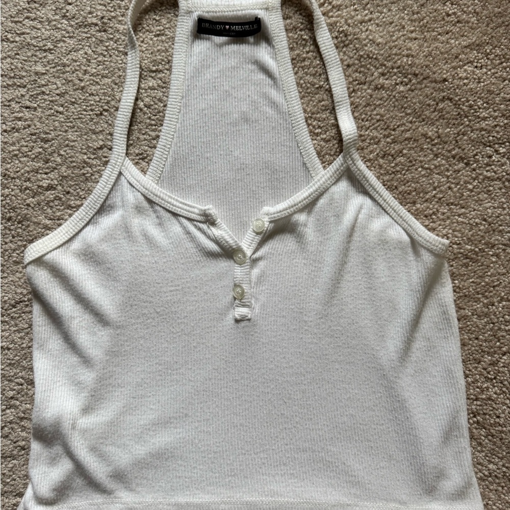 Brandy Melville Ivory Buttoned Halter Tank